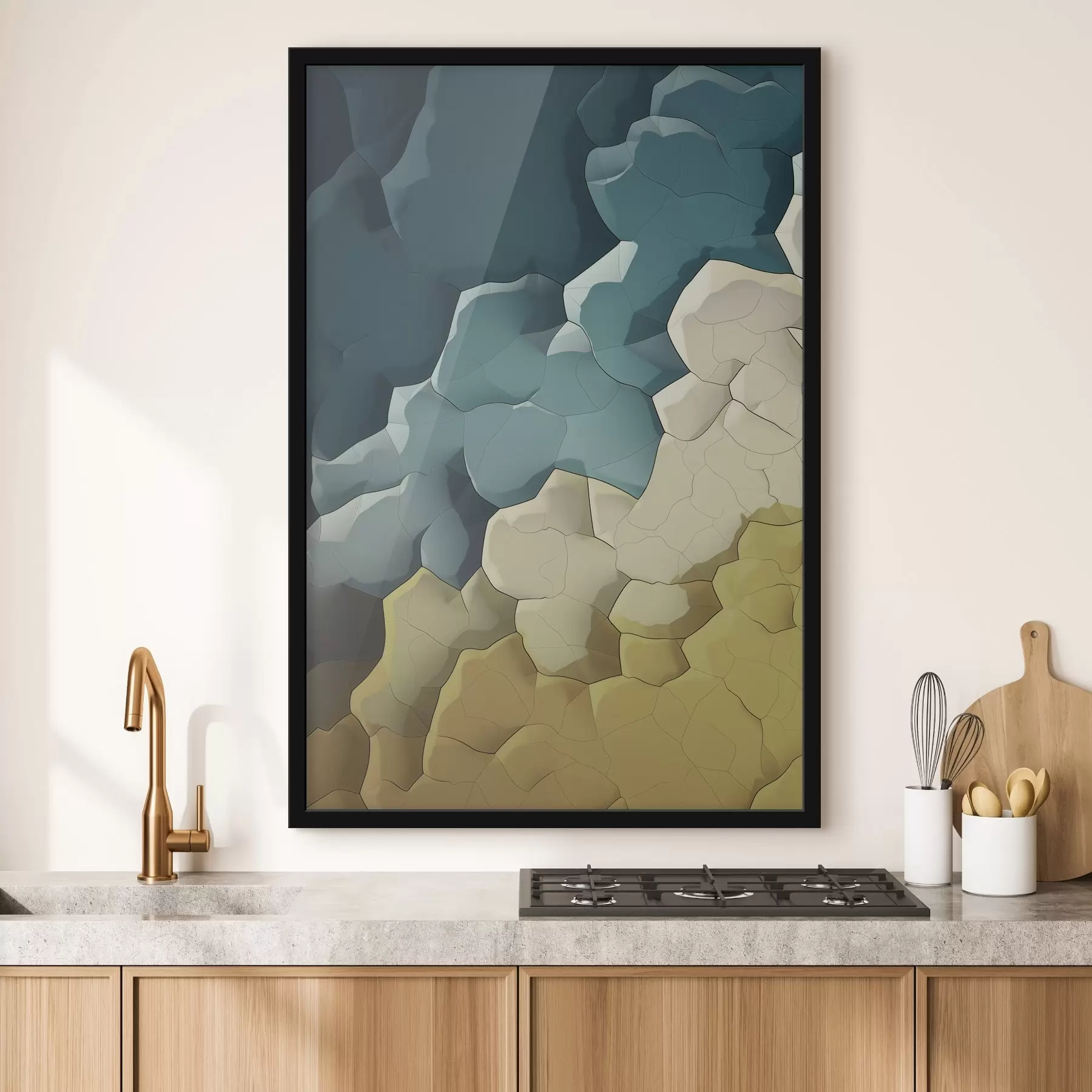 Fototapet Abstrakce v béžové a tyrkysové barvě, geometrické umění f48477