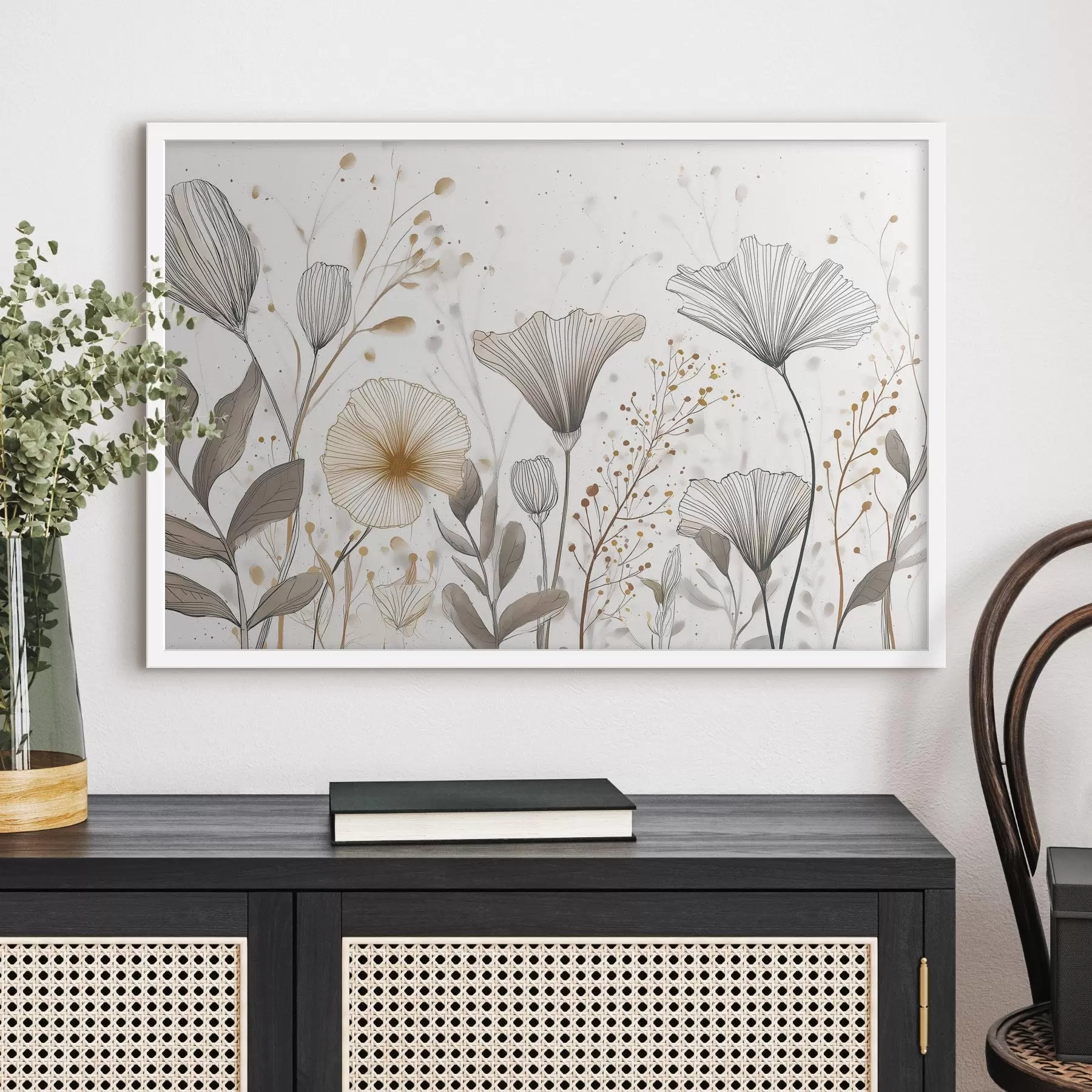 Fototapet Grafické květiny a trávy, minimalismus f48484