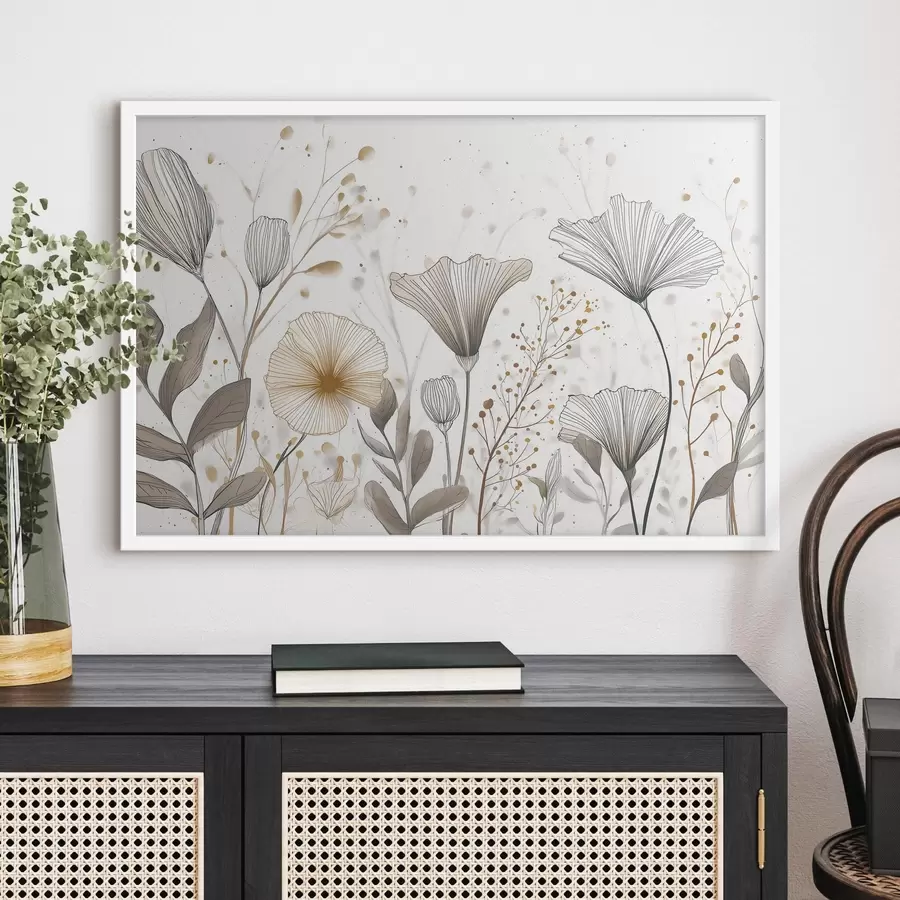 Fototapet Grafické květiny a trávy, minimalismus f48484