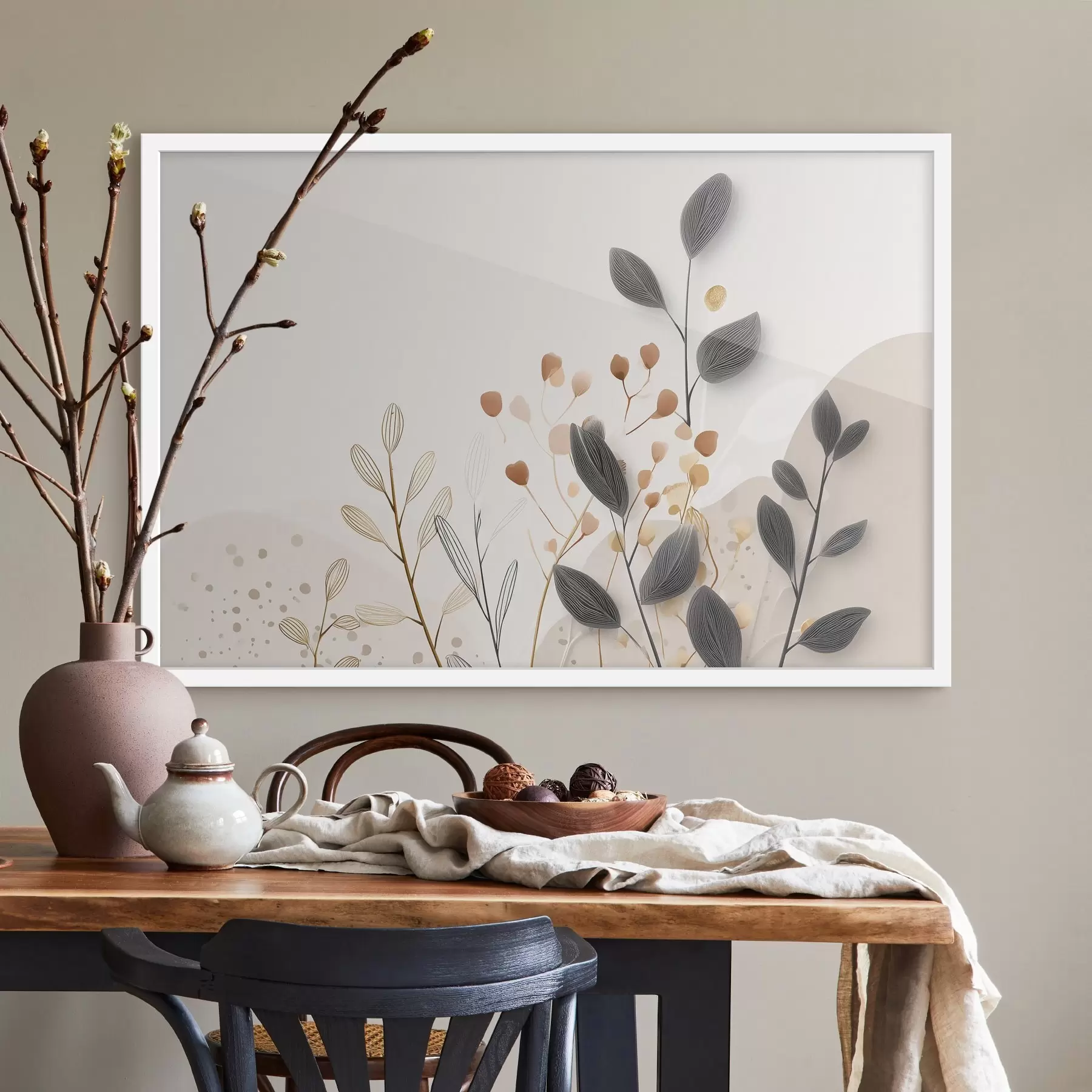 Fototapet Botanika, minimalismus, béžové listy f48485