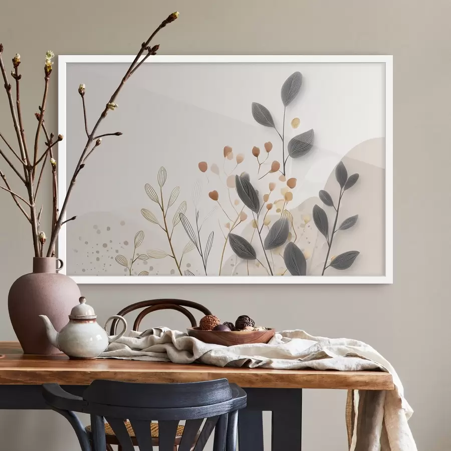 Fototapet Botanika, minimalismus, béžové listy f48485