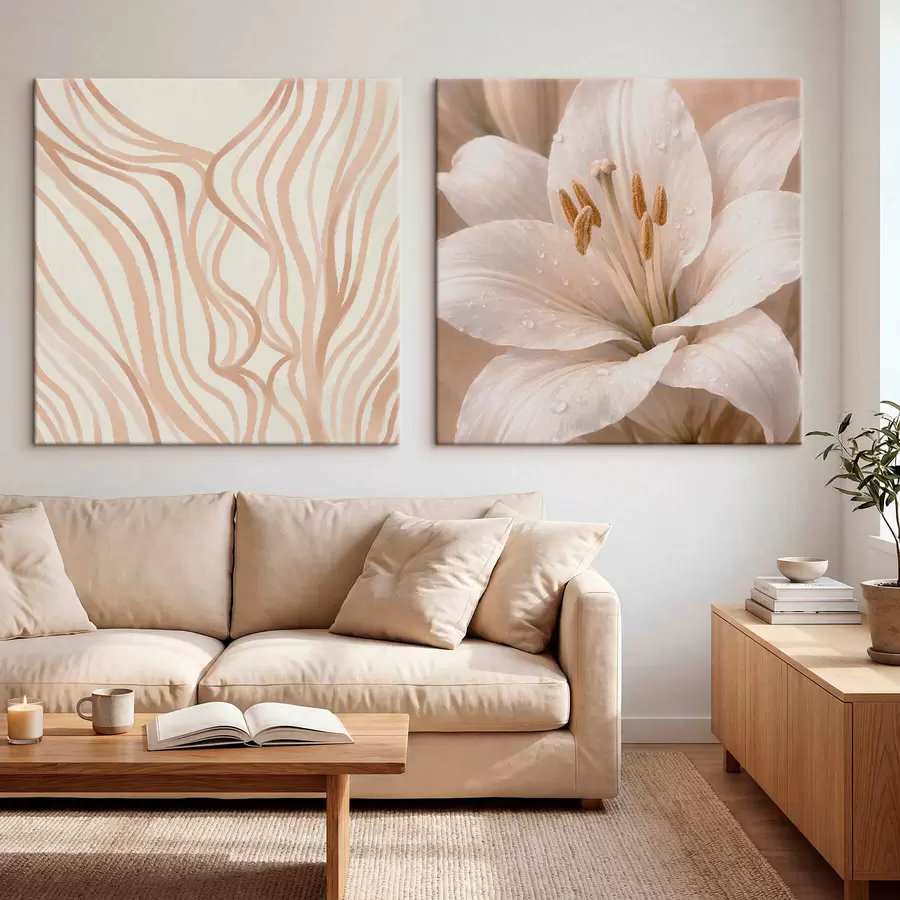 Obraz Dvojdílný obraz s květinami a abstraktními tvary Č. m30236