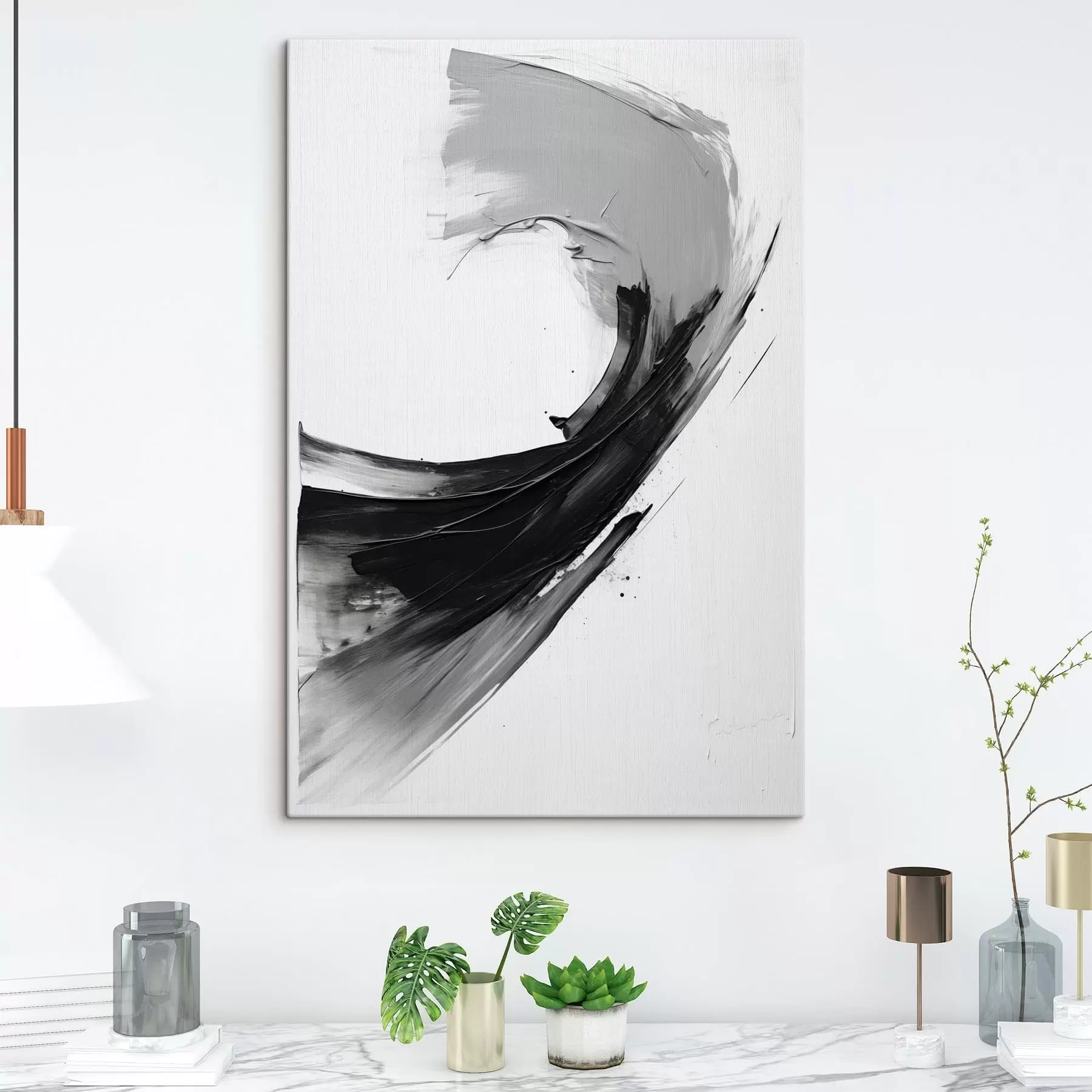 Fototapet Abstraktní černý tah štětcem na bílém pozadí s48326