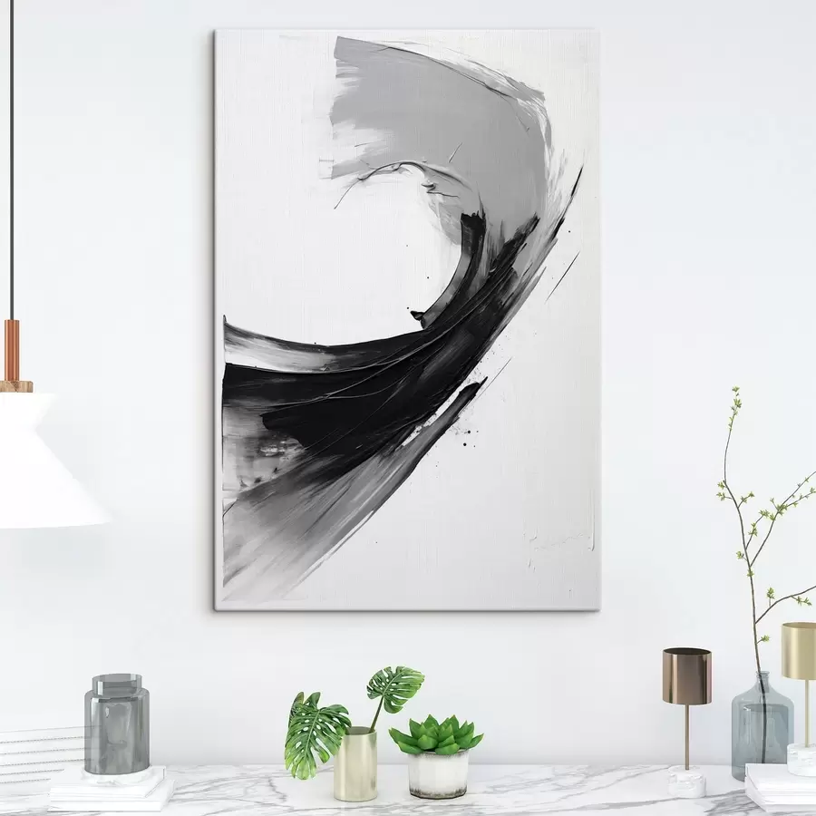 Obraz Abstraktní černý tah štětcem na bílém pozadí Č. s48326