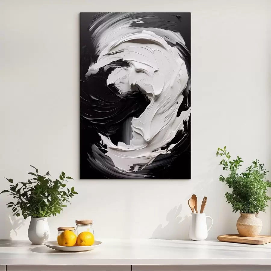 Obraz Abstraktní černobílé tahy s texturou Č. s48333