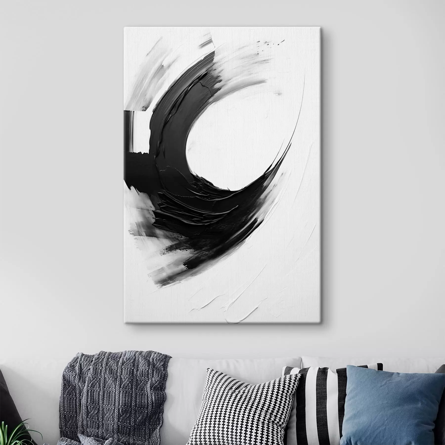 Obraz Abstraktní černý tah štětcem na světlém pozadí Č. s48340