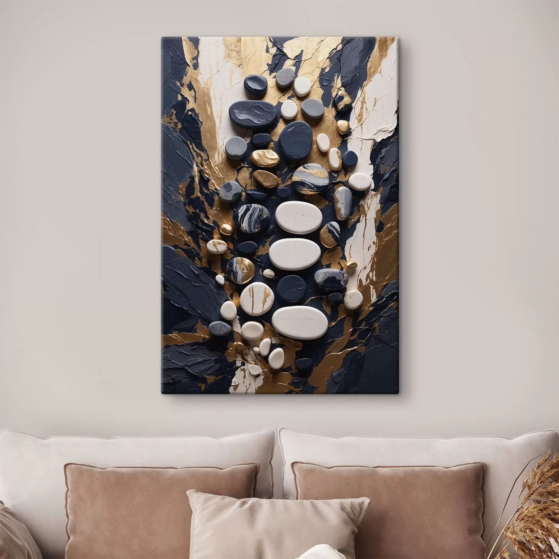 Obraz Kompozice z abstraktních kamenů v tmavě modrých odstínech Č. s48357