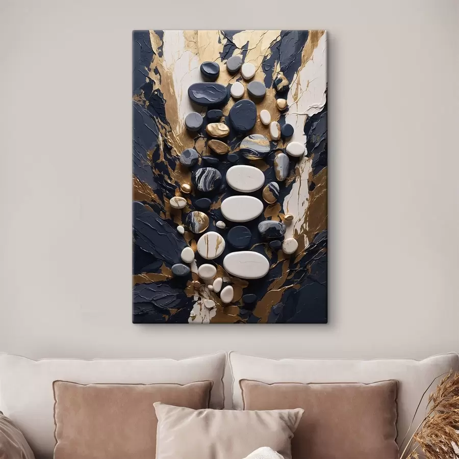 Obraz Kompozice z abstraktních kamenů v tmavě modrých odstínech Č. s48357