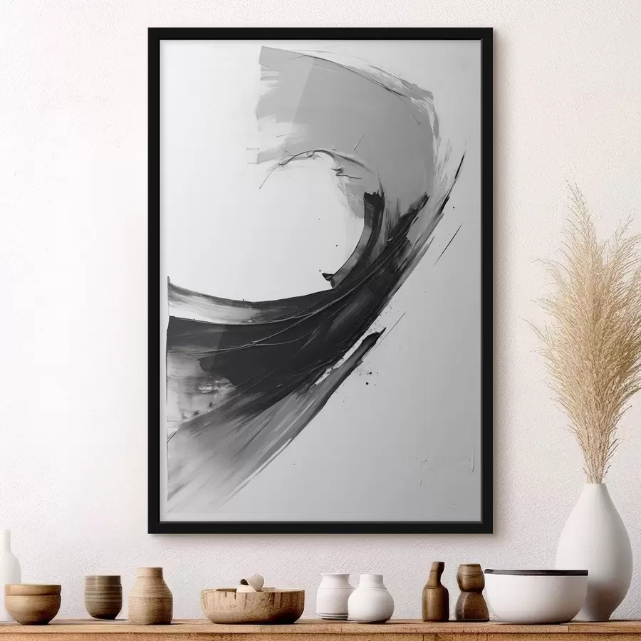 Fototapet Abstraktní černý tah štětcem na bílém pozadí f48326