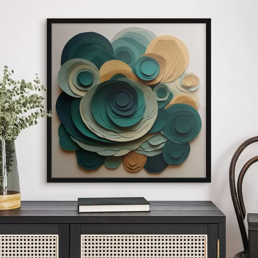 Fototapet Vrstvené papírové kruhy v zelených a béžových odstínech f48332