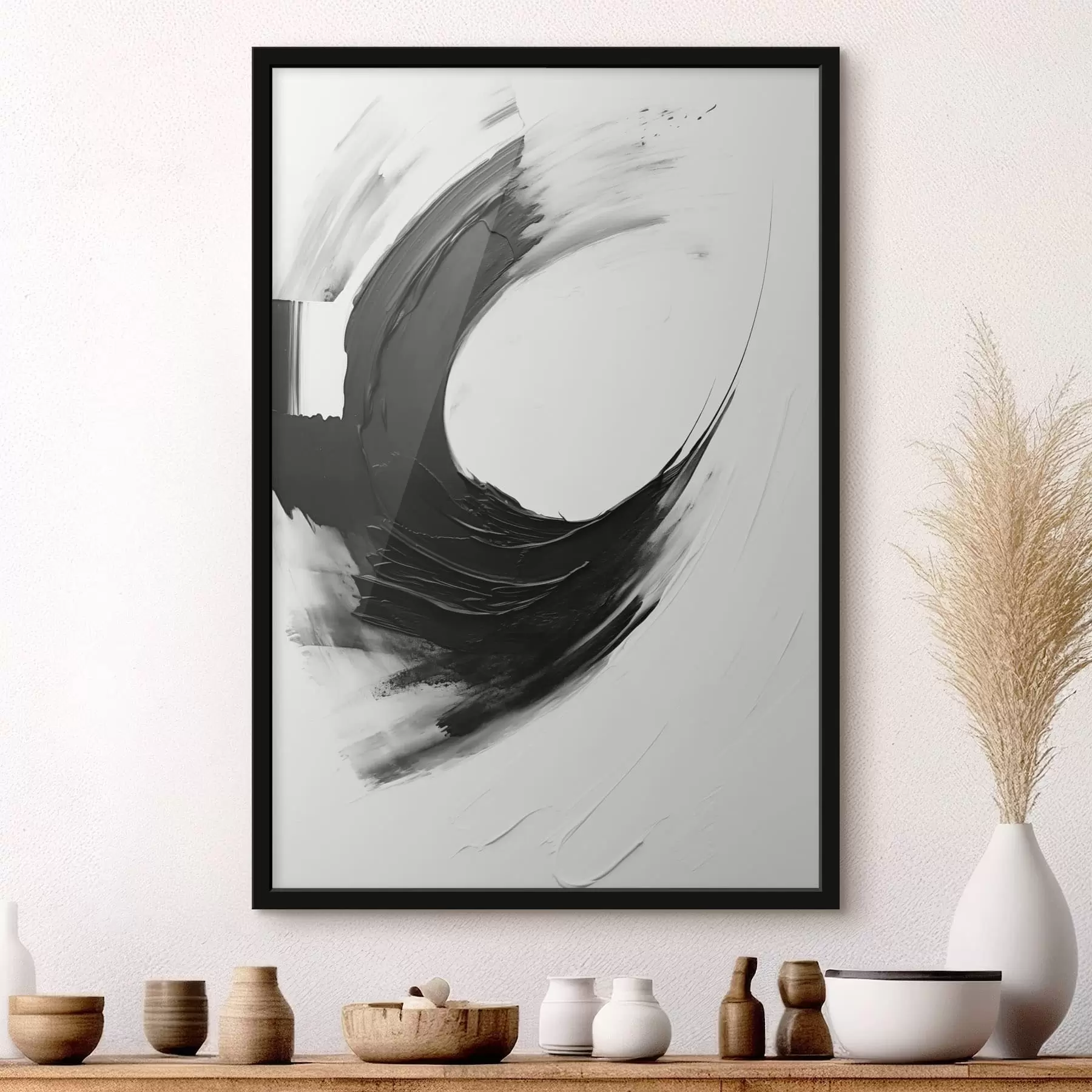 Fototapet Abstraktní černý tah štětcem na světlém pozadí f48340