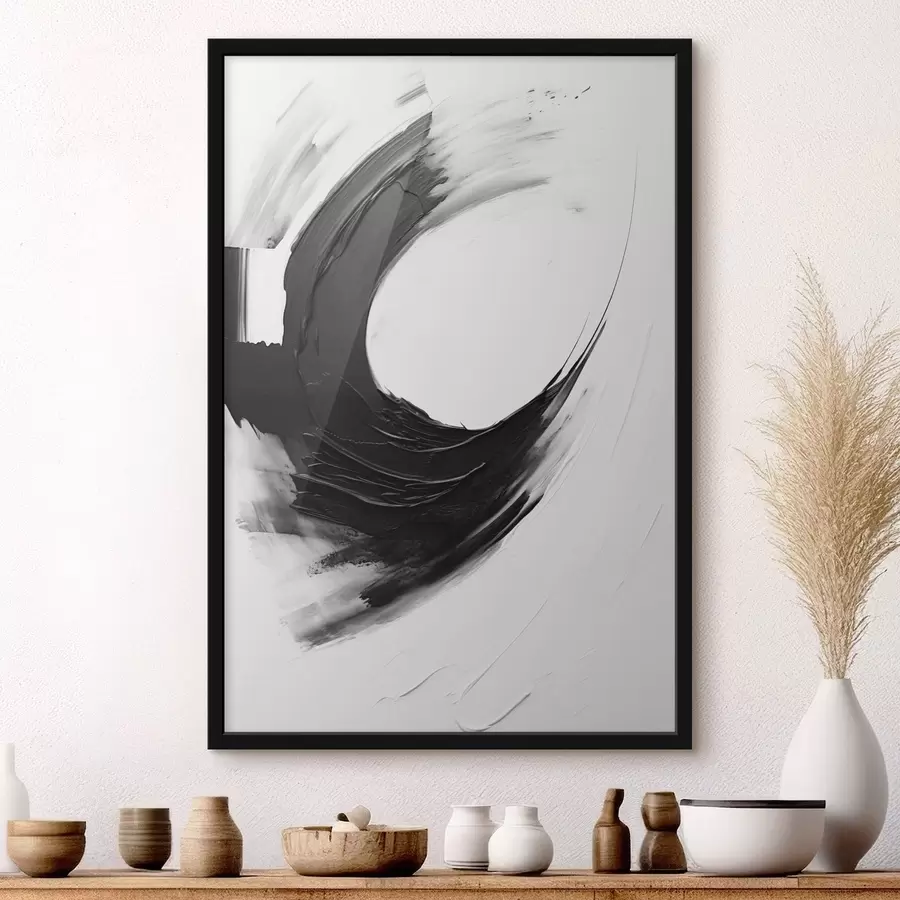 Fototapet Abstraktní černý tah štětcem na světlém pozadí f48340