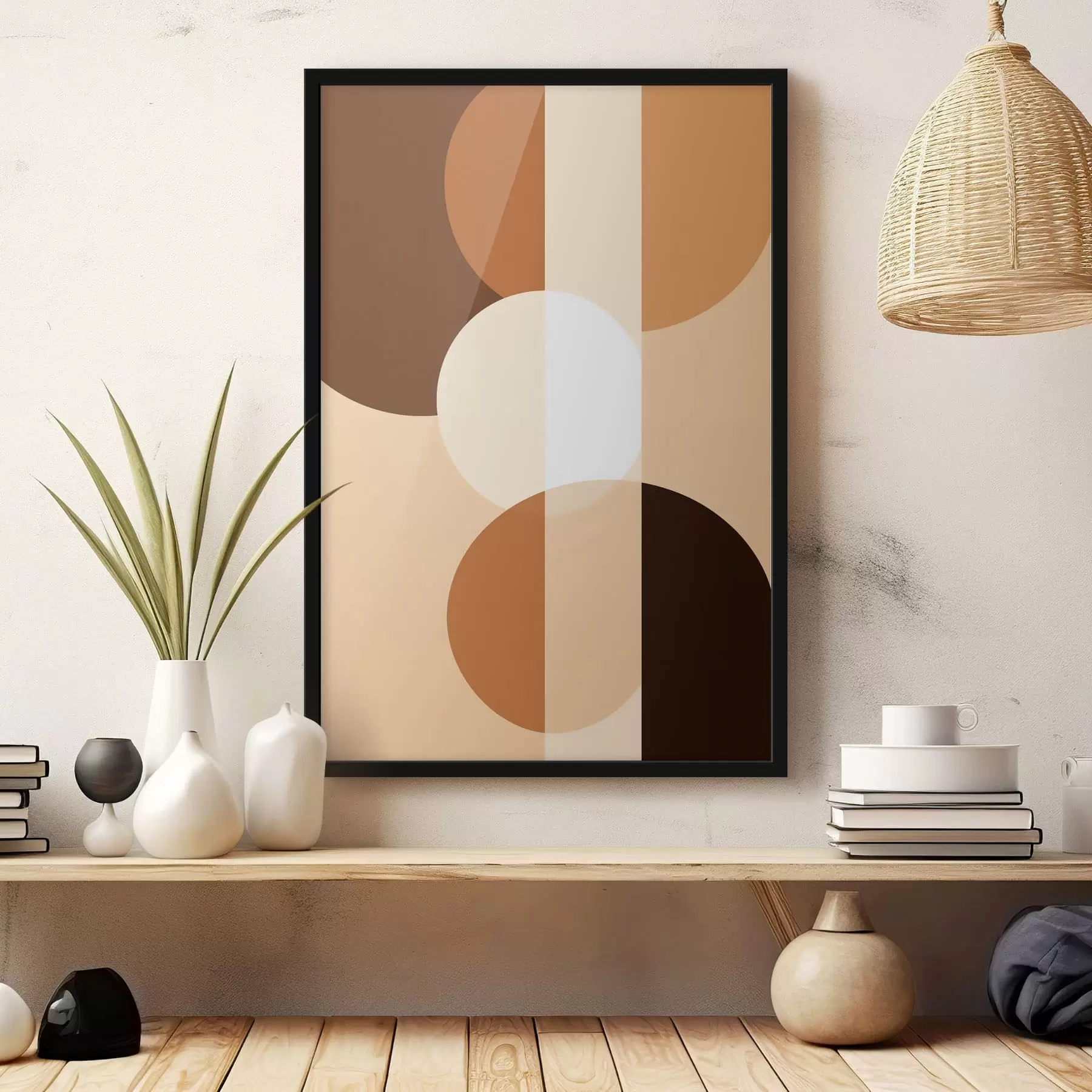 Fototapet Geometrické kruhy a tvary v teplých barvách f48350