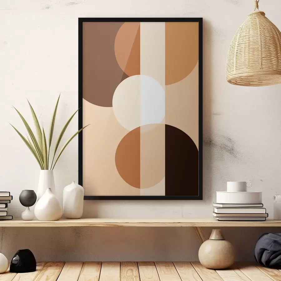 Fototapet Geometrické kruhy a tvary v teplých barvách f48350