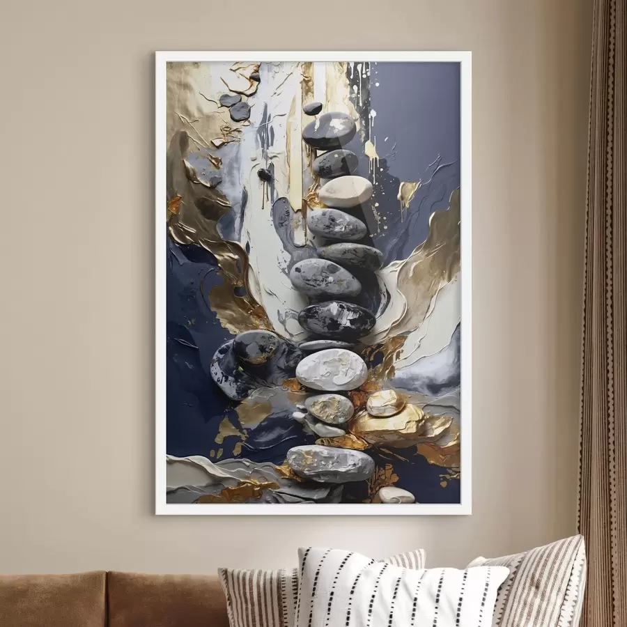 Fototapet Abstraktní kompozice s kameny a strukturovanými tahy f48362