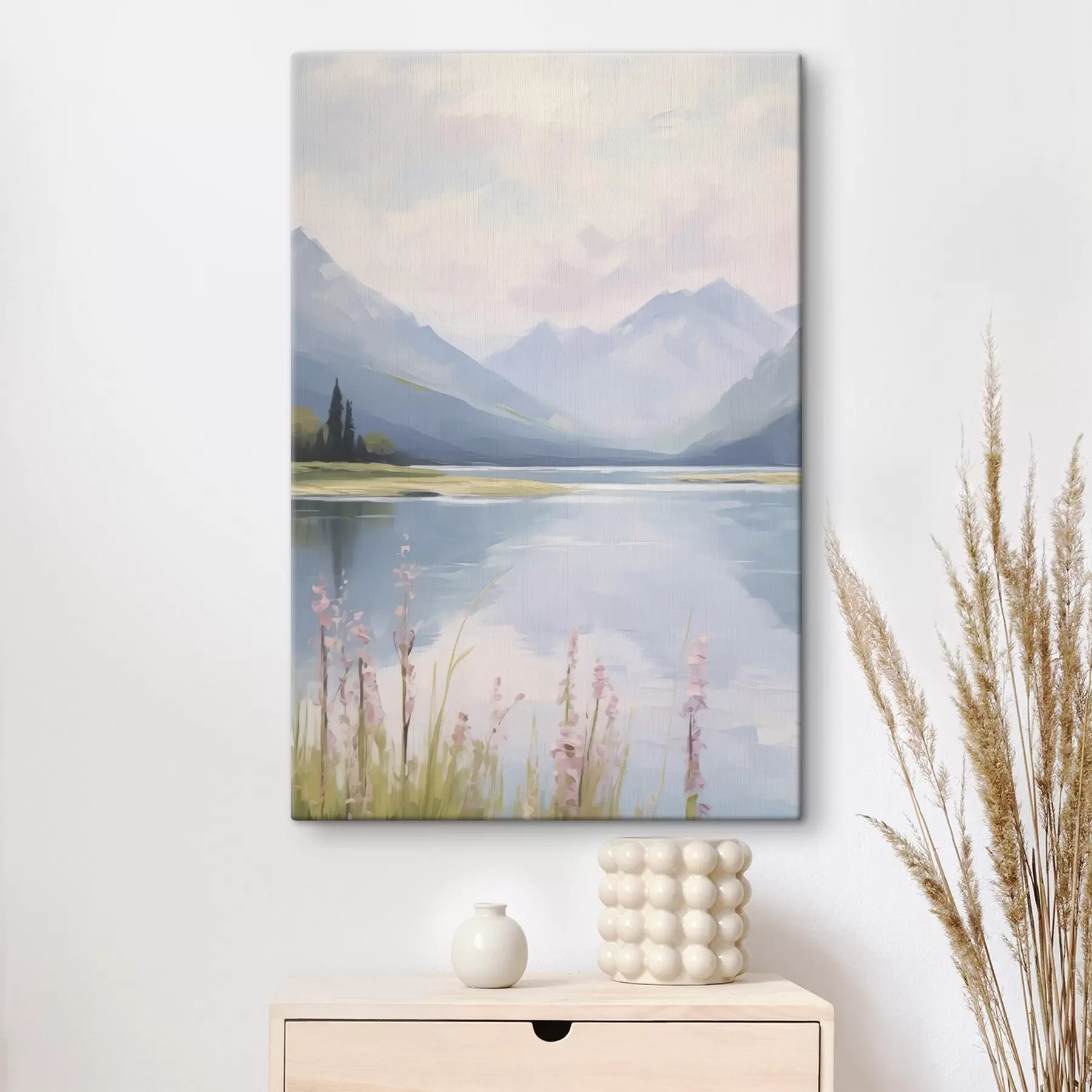 Obraz Jezero v blízkosti hor imitace malby Č. s48503