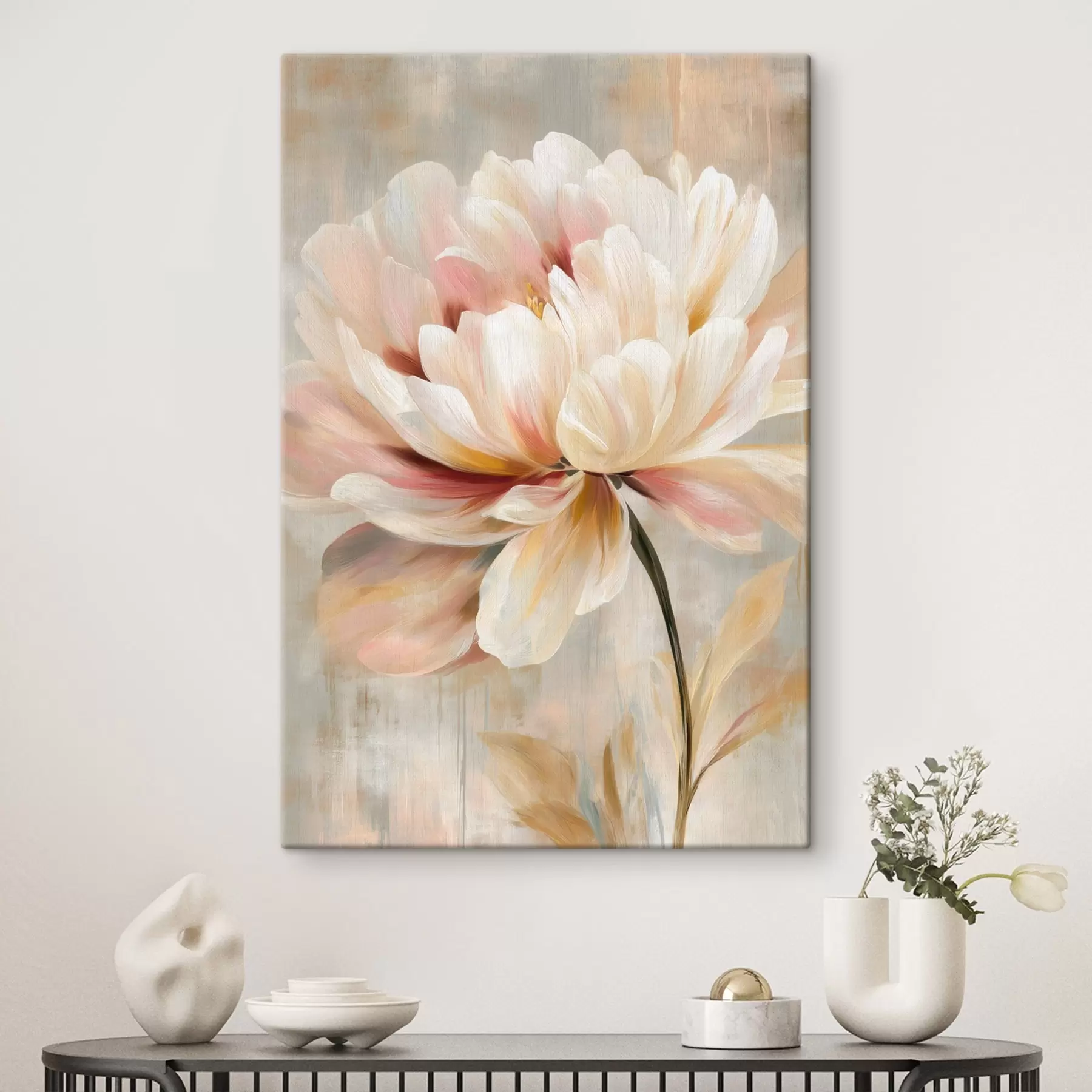 Obraz Jemná pivoňka v pastelových tónech ve stylu olejomalby Č. s48183