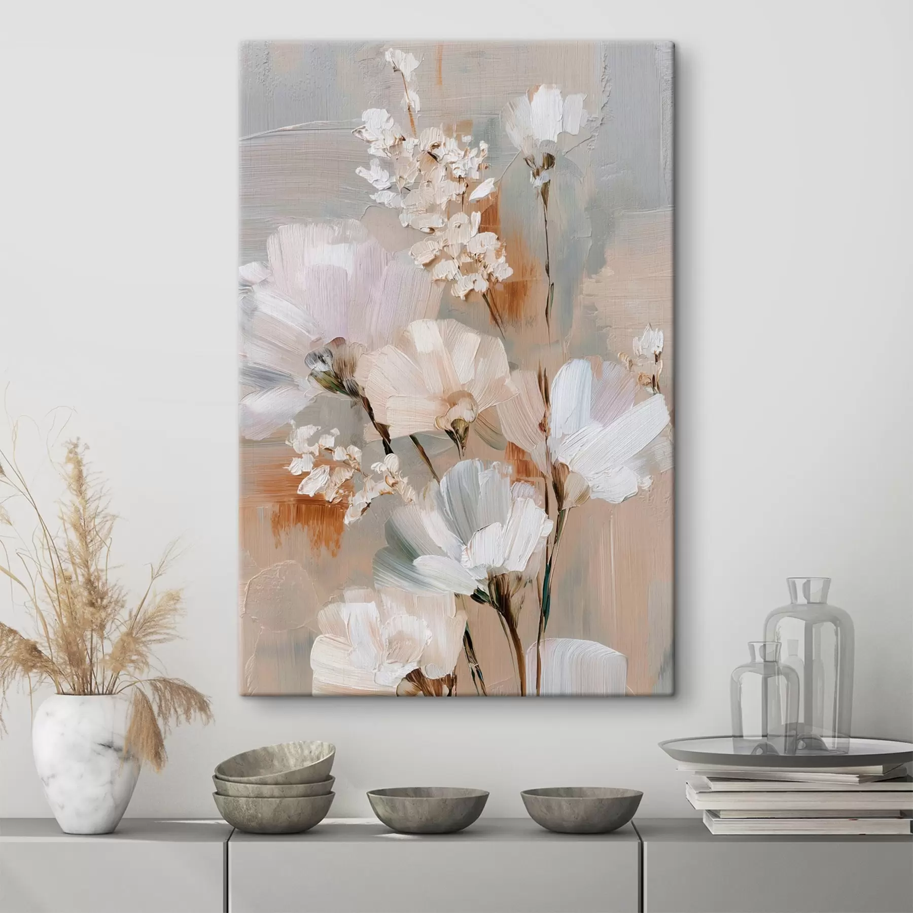 Obraz Květinová kompozice v pastelových tónech ve stylu olejomalby Č. s48194