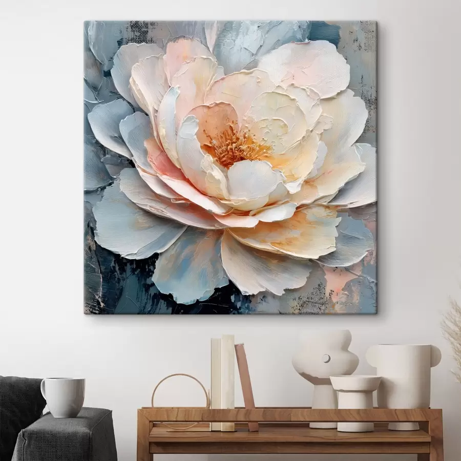 Obraz Detail květu s výraznými texturovanými tahy štětcem v moderním malířském stylu Č. s48198