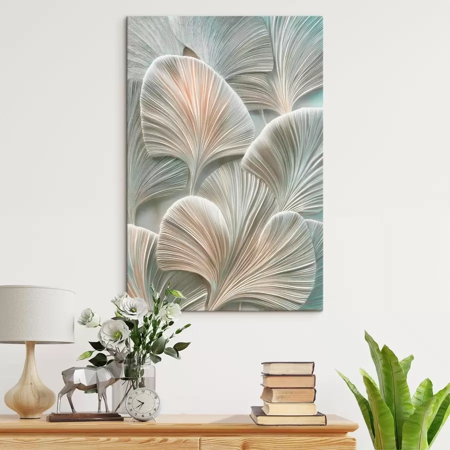 Obraz Umělecká ilustrace s reliéfními listy v moderním stylu basreliéfu Č. s48210