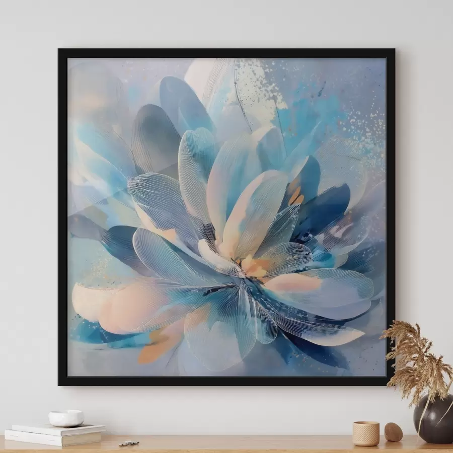 Fototapet Abstraktní květina v chladných tónech ve stylu uměleckého plakátu f48186