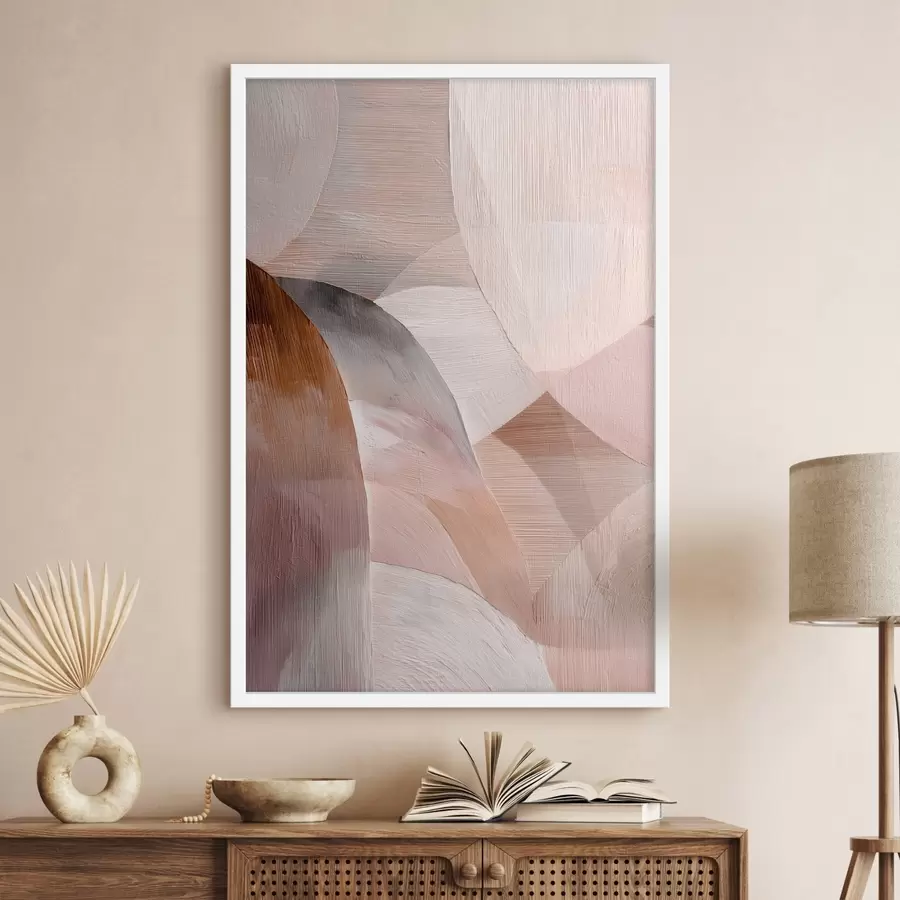 Fototapet Geometrická abstrakce v teplé broskvové barevné škále ve stylu uměleckého plakátu f48189