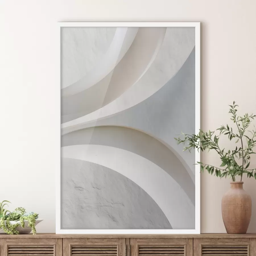 Fototapet Dekorativní panel s plastickými architektonickými tvary na světlém pozadí f48191