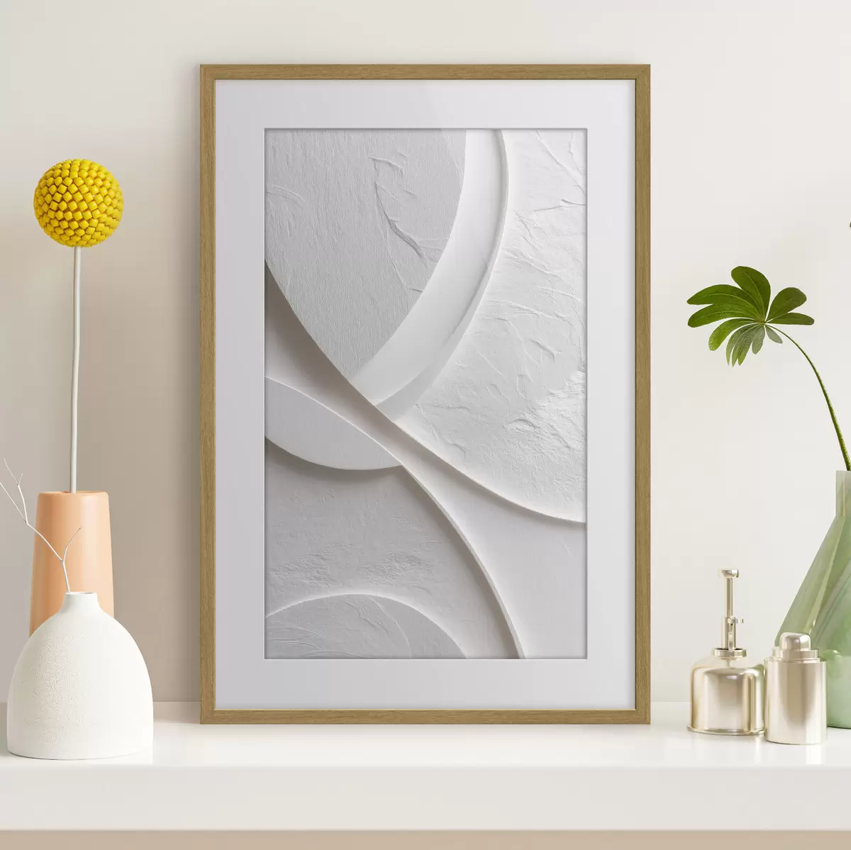 Poster Dekorativní panel s jemnými liniemi a kamennou texturou na světlém pozadí f48192