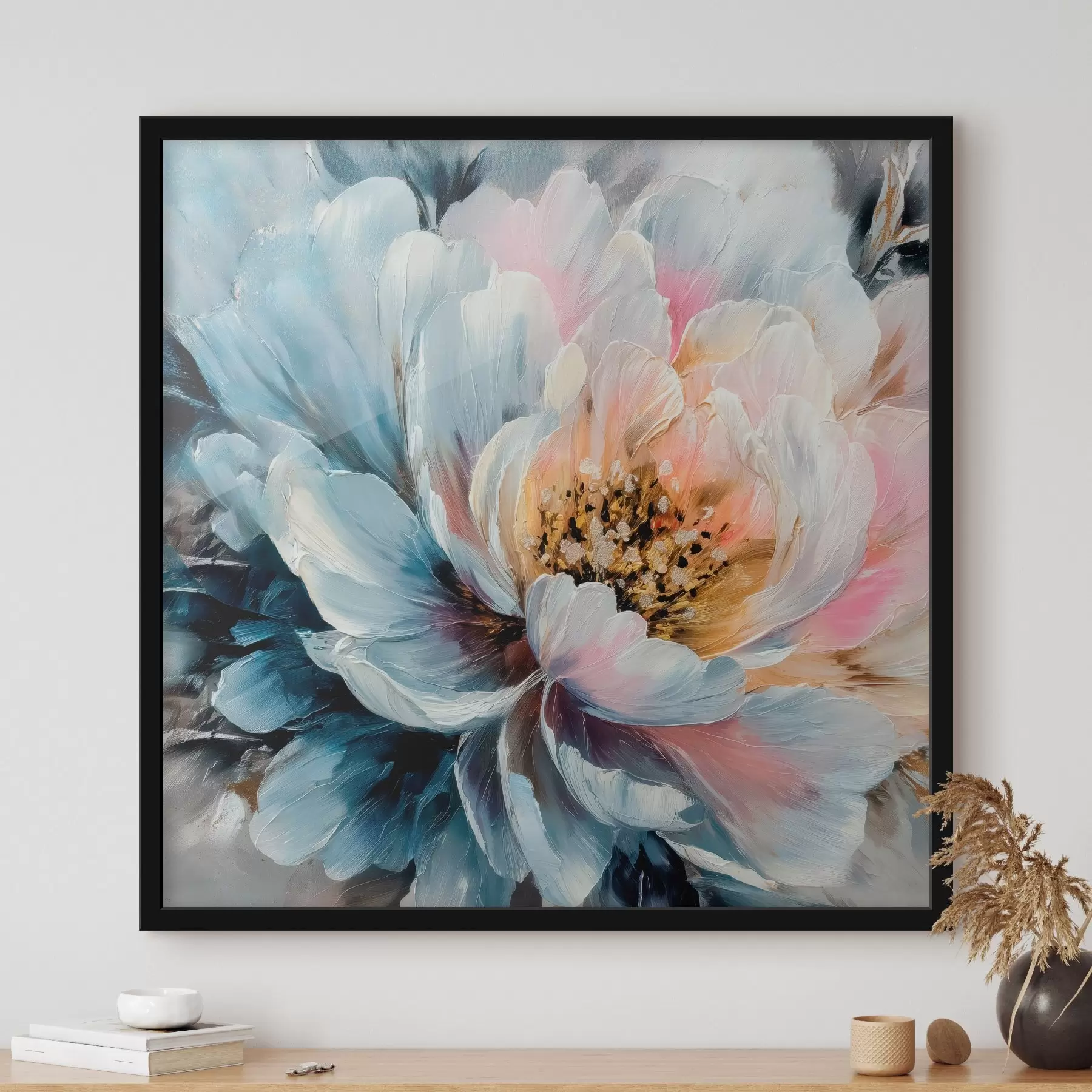 Fototapet Velká pivoňka s výraznými, strukturovanými tahy štětcem v moderním malířském stylu f48197