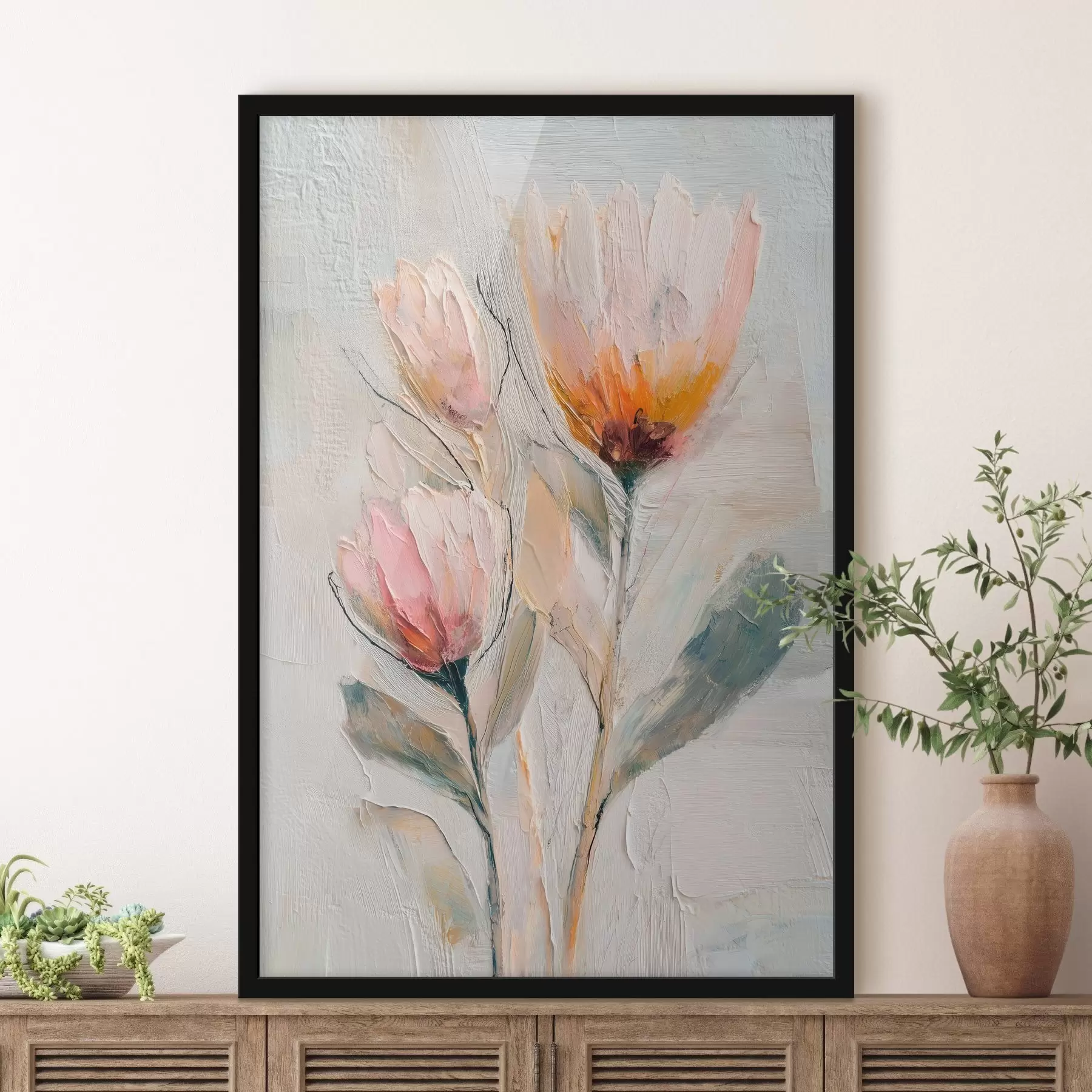 Fototapet Kytice květů protey s efektem silných tahů štětcem f48206