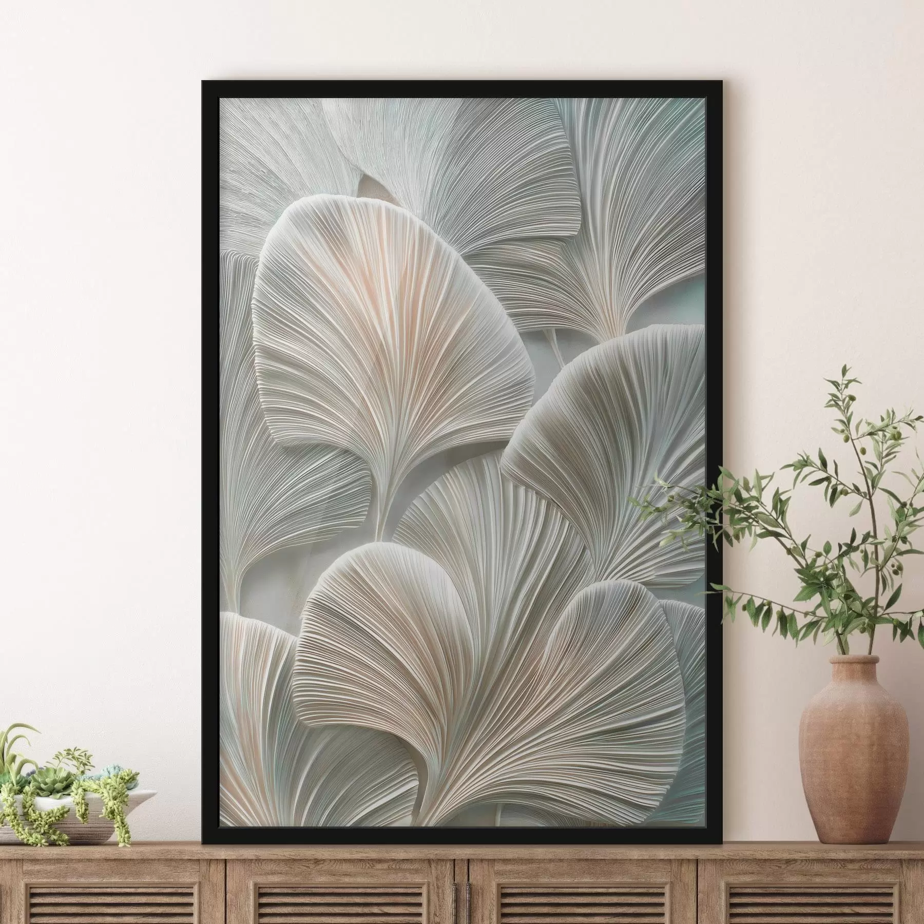 Fototapet Umělecká ilustrace s reliéfními listy v moderním stylu basreliéfu f48210