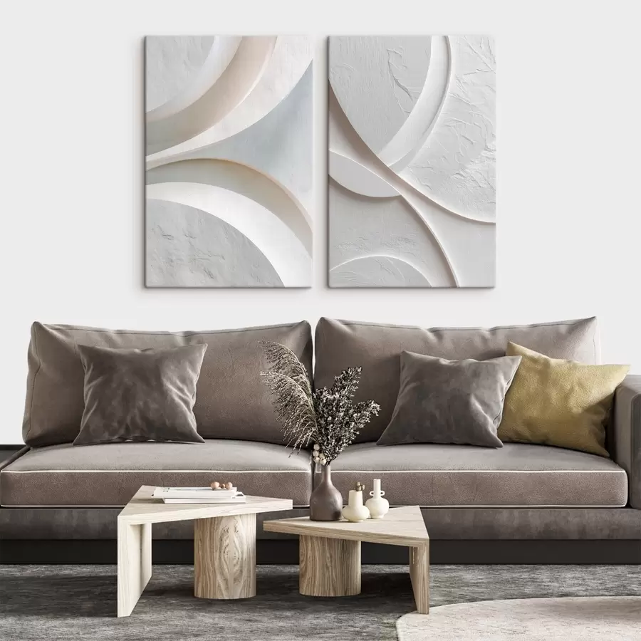 Obraz Abstraktní kompozice s ladnými liniemi a kamennou texturou v moderním stylu basreliéfu Č. m30136