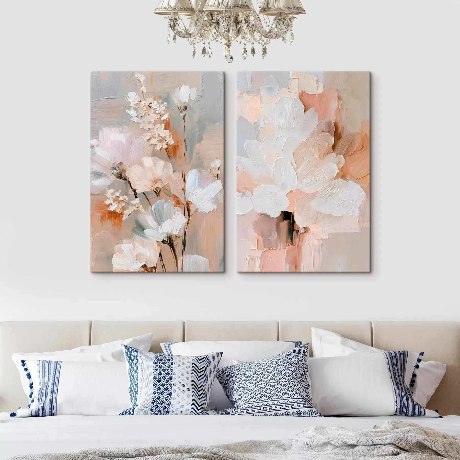 Obraz Abstraktní světelné květiny s výraznými tahy štětcem v moderním uměleckém stylu Č. m30137