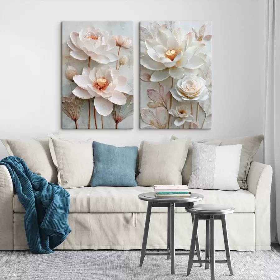 Obraz Elegantní květinová kompozice s plastickými okvětními lístky ve stylu 3D ilustrace Č. m30143