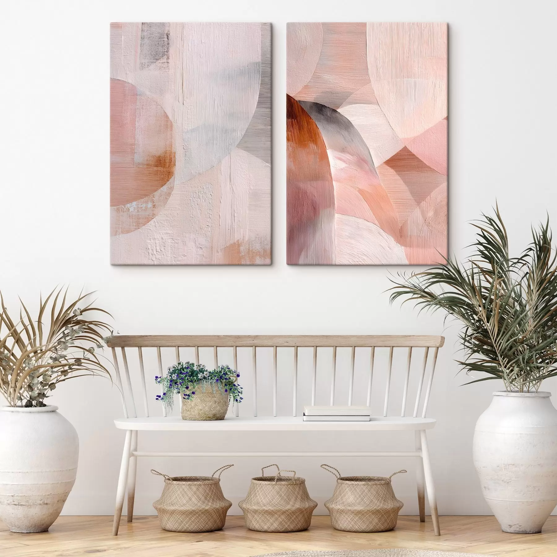 Obraz Harmonie teplých tónů a strukturovaných linií ve stylu výtvarného umění Č. m30146