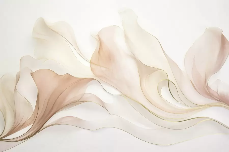 Fototapet Abstraktní vlnící se vzor v odstínech broskvové a krémové barvy s jemnými linkami w09815