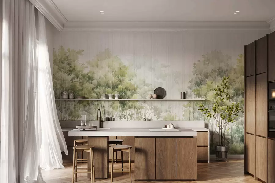 Fototapet Listnatý les a linie w05442