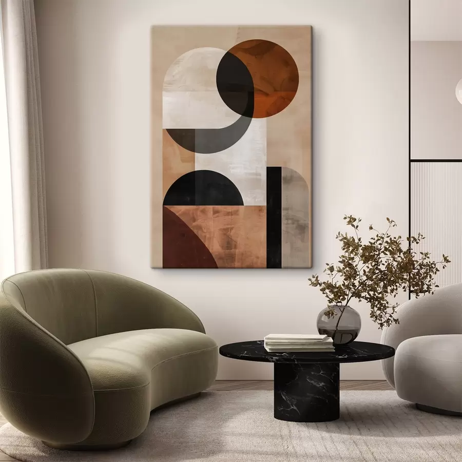 Obraz Geometrická abstrakce, béžová a černá Č. s48583