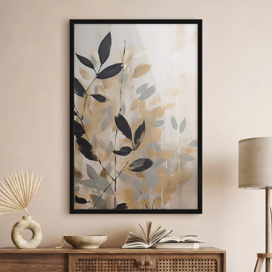 Fototapet Abstrakce s větví a listy f48608