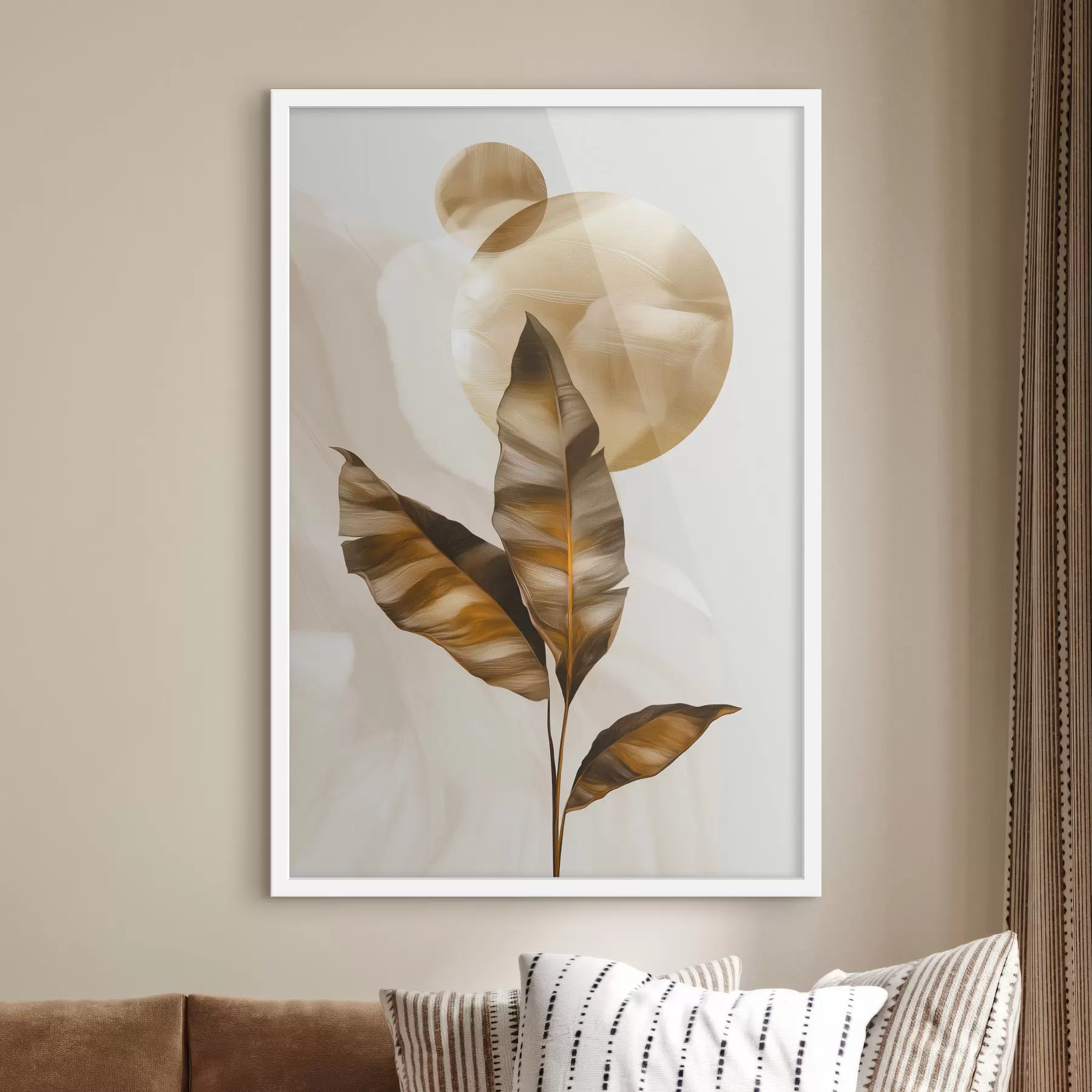 Fototapet Abstraktní kompozice z listů a kruhů f48614