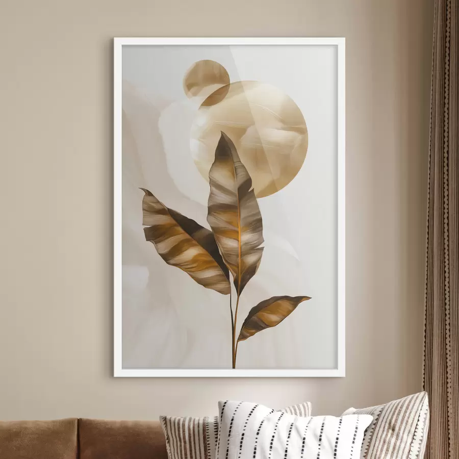 Fototapet Abstraktní kompozice z listů a kruhů f48614