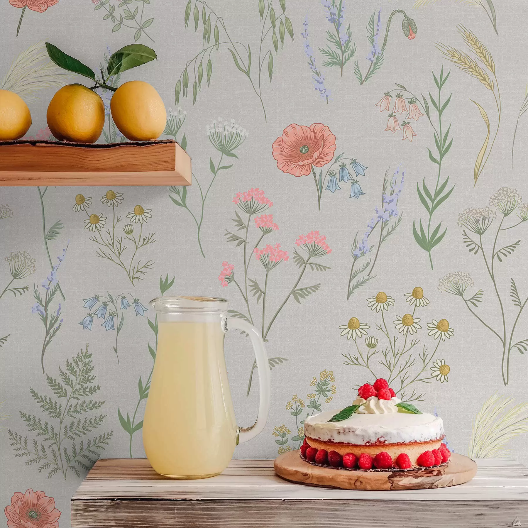 Fototapet Jemný vzor z polních květin na světlém pozadí a01152