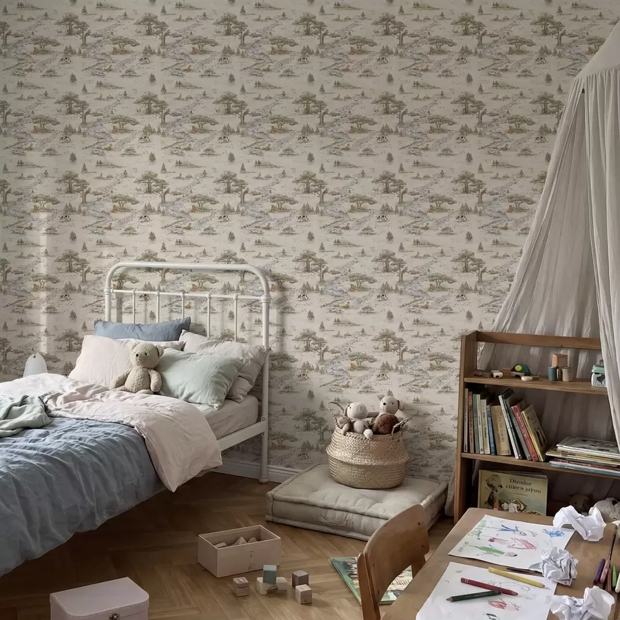 Fototapet Ilustrace přírody se zvířaty a řekou a01157