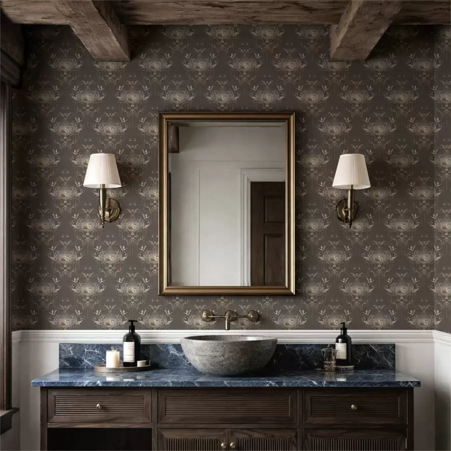 Fototapet Dekorace s labutěmi a ptáky v klasickém stylu a01161