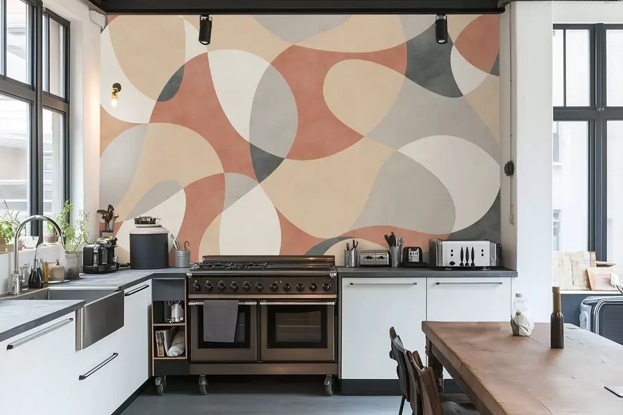 Fototapet Abstraktní vzor se zaoblenými tvary v teplých tónech w05149v1