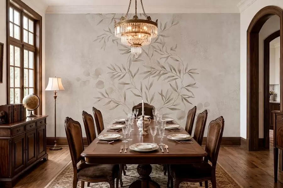 Fototapet Botanický vzor v béžových a hnědých odstínech w05424v2