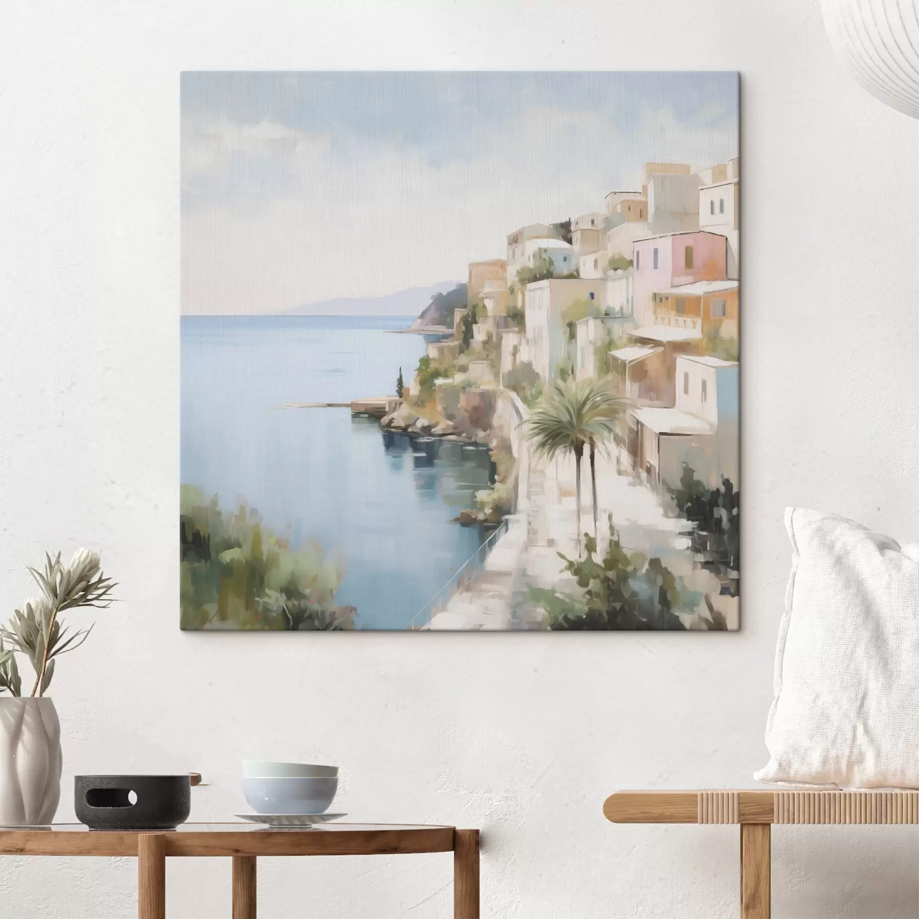 Obraz Krajina města u moře, malířská imitace Č. s48674