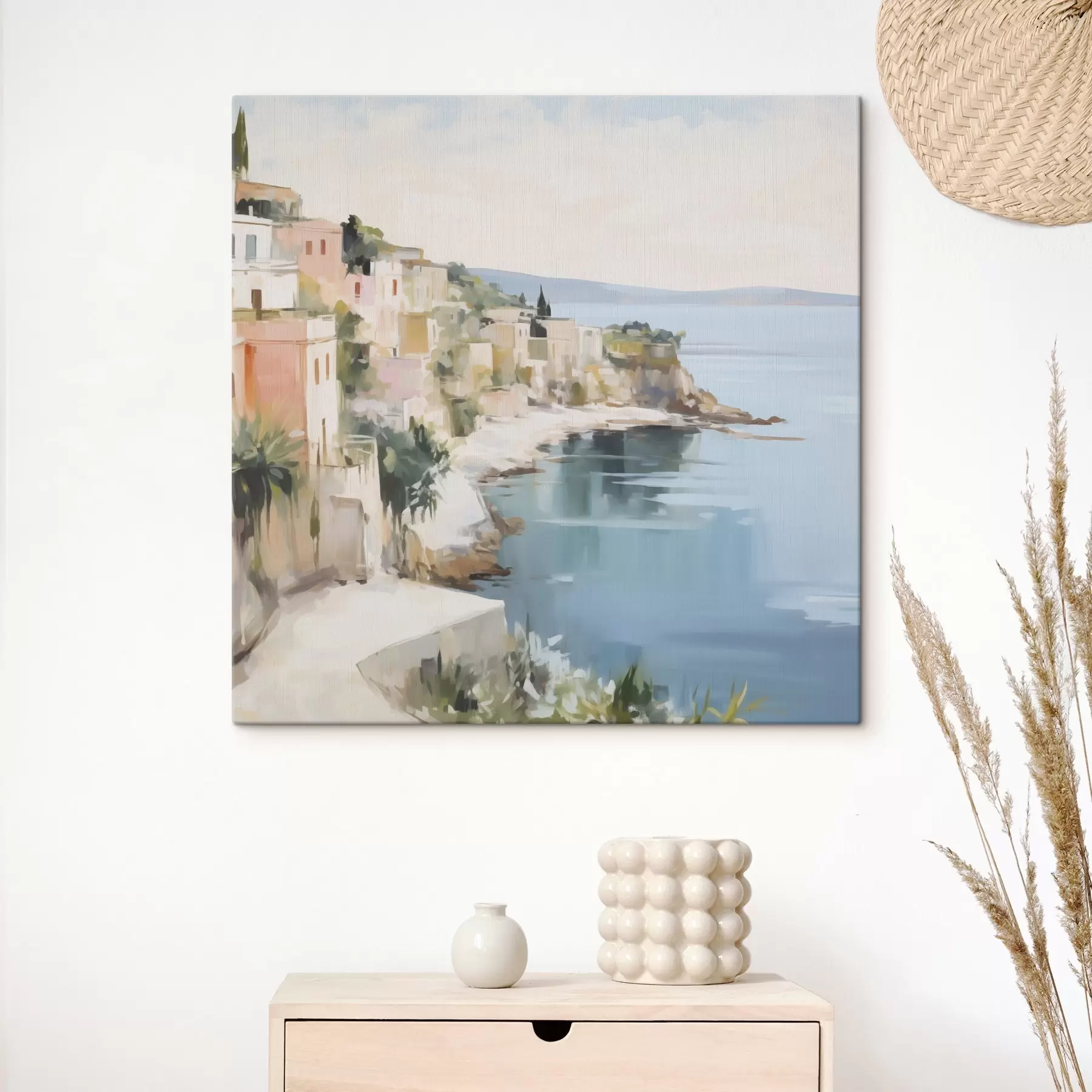 Obraz Krajina pobřežního městečka – napodobenina malby Č. s48675