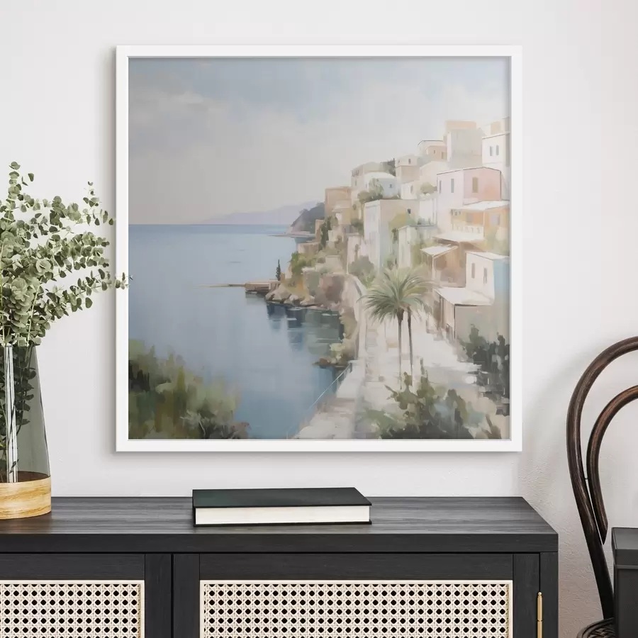 Fototapet Krajina města u moře, malířská imitace f48674