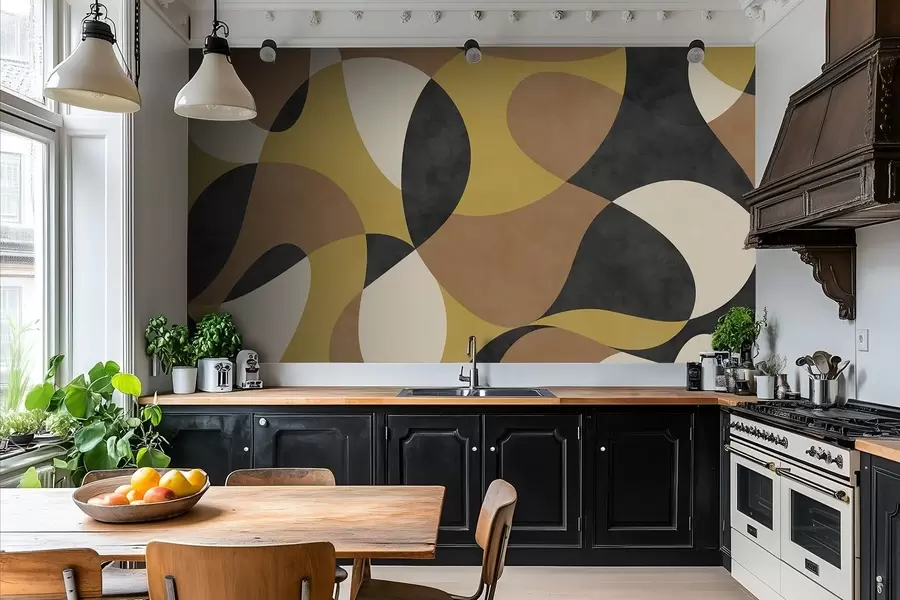 Fototapet Abstraktní vzor s plynulými tvary a kontrastem w05149